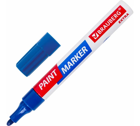 Лаковый маркер-краска BRAUBERG EXTRA paint marker 4 мм, синий, улучшенная нитро-основа, 151983