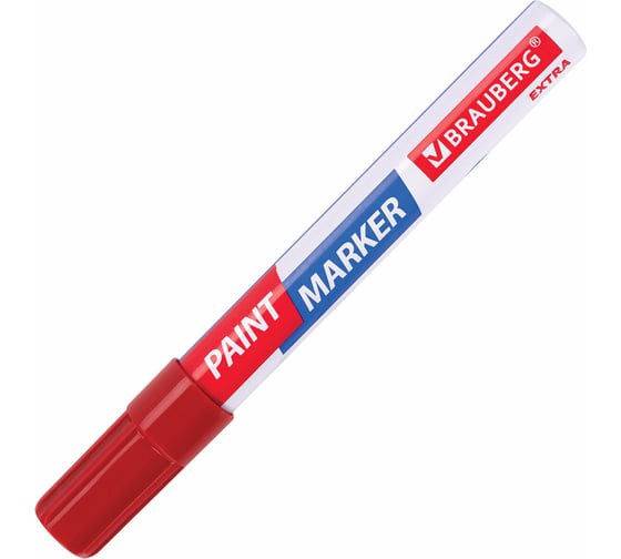 Лаковый маркер-краска BRAUBERG EXTRA paint marker 4 мм, красный, улучшенная нитро-основа, 151980