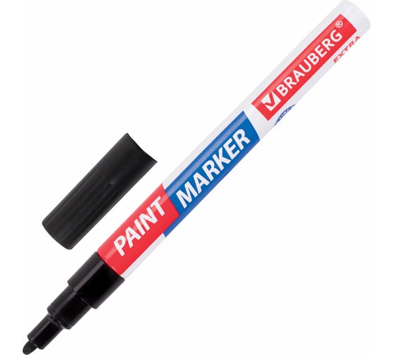 Лаковый маркер-краска BRAUBERG EXTRA paint marker 2 мм, ЧЕРНЫЙ, УЛУЧШЕННАЯ НИТРО-ОСНОВА, 151968