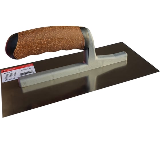 Нержавеющая гладкая кельма с пробковой ручкой CORTE BRAVO SOFT CORK 13x27 42900C 1