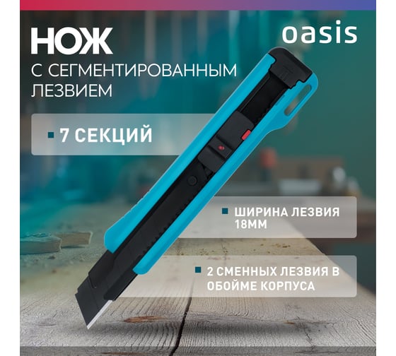 Нож OASIS с сегментированным лезвием 18х100х0,5 мм, пластиковый корпус (ABS) 1030601008