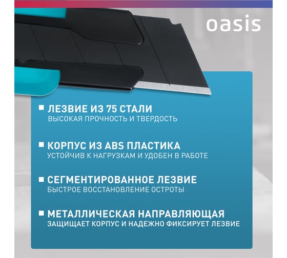 Нож OASIS с сегментированным лезвием 18х100х0,5 мм, пластиковый корпус (ABS) 1030601008