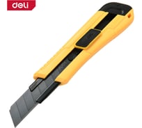 Технический нож DELI 18мм DL018 (ударопрочный корпус, автоматическая блокировка, прорезиненная рукоятка) 168401