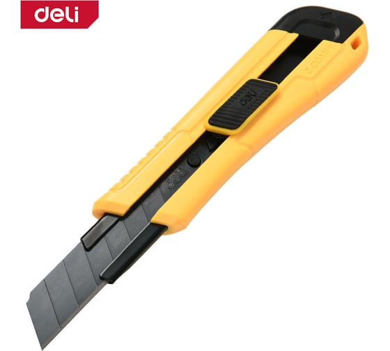 Технический нож DELI 18мм DL018 (ударопрочный корпус, автоматическая блокировка, прорезиненная рукоятка) 168401 1