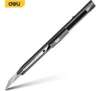 Технический нож DELI 9мм DL007H металлический корпус, угол лезвия 30 град, сталь SK5 177531