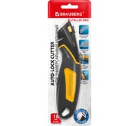 Нож универсальный мощный цинковый BRAUBERG METALLIC PRO, автофиксатор, резиновые вставки 238738