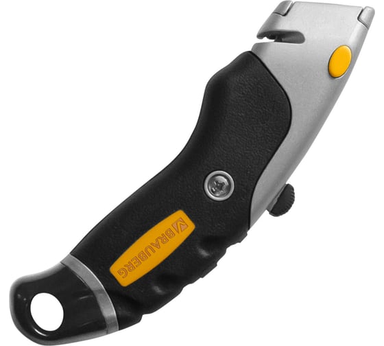 Нож универсальный мощный алюминиевый BRAUBERG Heavy duty M, автофиксатор, резиновые вставки 238736