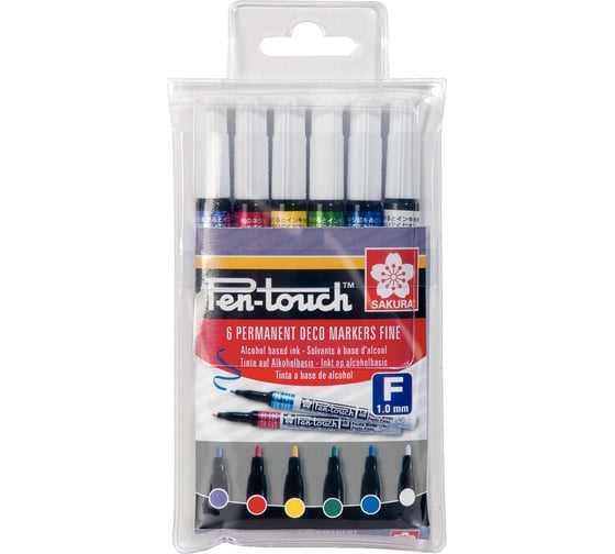 Набор маркеров SAKURA Pen-Touch 6 шт, тонкий стержень POXPMKA6