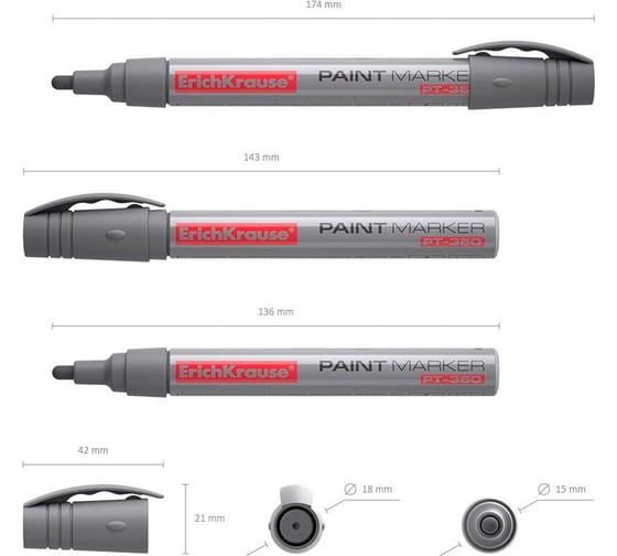 Маркер-краска ErichKrause PT-350 цвет чернил серебряный, в коробке по 6 шт. 37295