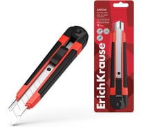 Нож канцелярский ErichKrause Arrow с автоматической фиксацией лезвия, 18 мм, красный (в пластиковом блистере по 1 шт.) 19152