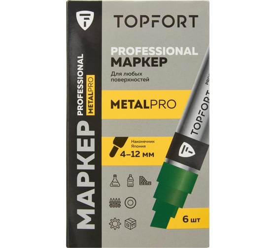 Маркер для металла Topfort MetalPro 4-12 мм зеленый 1827890