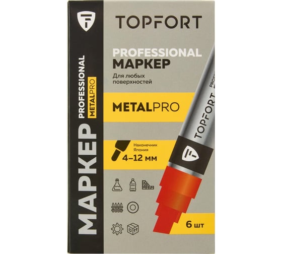 Маркер для металла Topfort MetalPro 4-12 мм красный 1827891