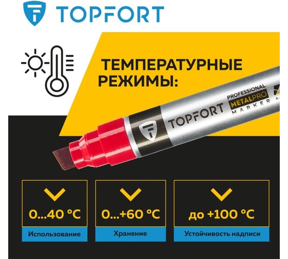 Маркер для металла Topfort MetalPro 4-12 мм красный 1827891