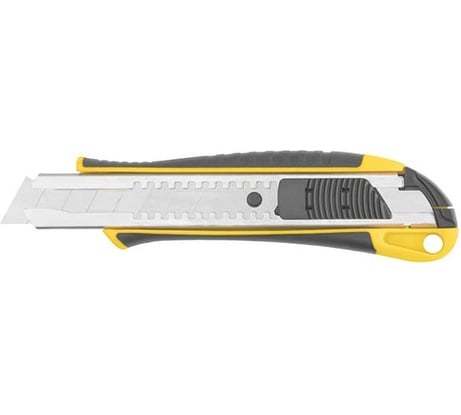 Технический нож FIT 18 мм усиленный прорезиненный, 2-х сторонняя автофиксация 10247