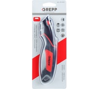 Нож строительный GREPP с лезвием трапеция,автозамок,3 позиции,2 запасных лезвия /72/12 105-004