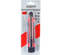 Нож строительный со сменными лезвиями GREPP 18 мм, ABS+TPR, автозамок /144/12 105-008