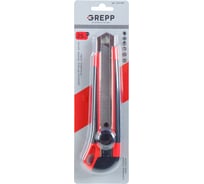 Нож строительный со сменными лезвиями GREPP 25 мм, ABS+TPR, винтовой замок /72/12 105-006