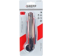 Нож строительный со смененными лезвиями GREPP 18 мм, ABS+TPR, автозамок,6 запасных лезвий /72/12 105-005
