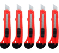 Набор ножей канцелярских строительных с сегментированным лезвием Push lock 18 мм 5 шт VIRA 832305