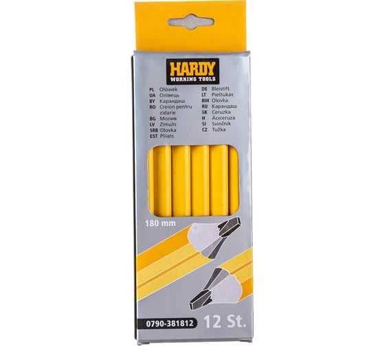 Разметочный карандаш HARDY графит, 18 см, 12 шт. в коробке 0790-381812