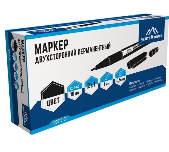 Строительный маркер vertextools черный, двухсторонний 00010-01