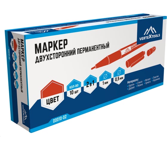 Строительный маркер vertextools красный, двухсторонний 00010-02
