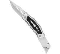 Нож складной универсальный трапециевидный vertextools 2в1 для строительных работ 0045-21-19