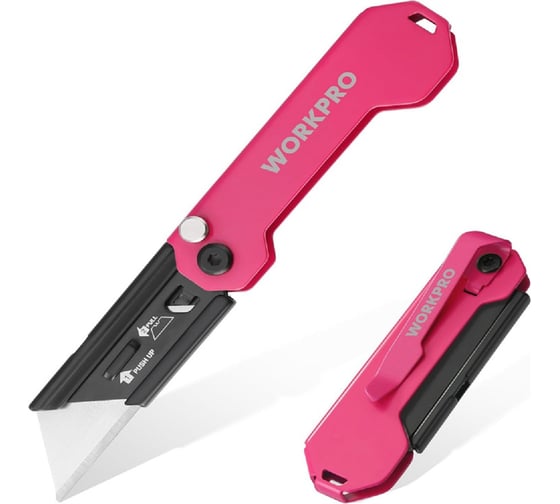Нож складной быстросменный WORKPRO из нержавеющей стали, красный WP211031