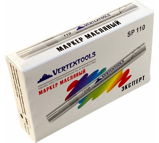 Строительный маркер-краска vertextools черный 12 шт 0020-02