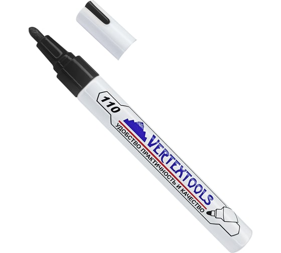 Строительный маркер-краска vertextools черный 12 шт 0020-02