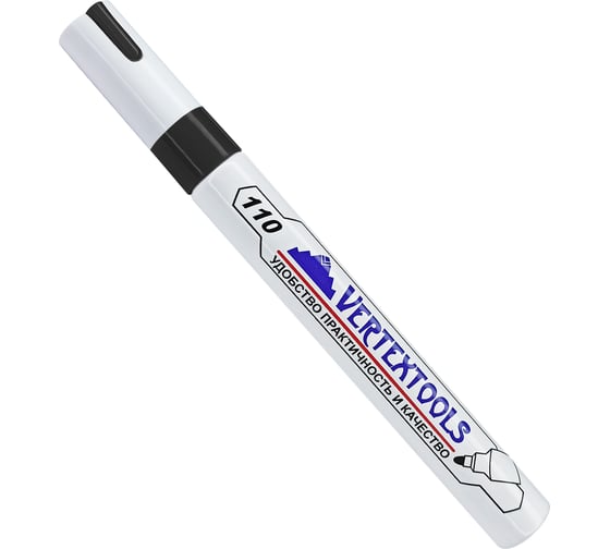 Строительный маркер-краска vertextools черный 12 шт 0020-02
