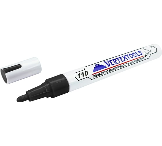 Строительный маркер-краска vertextools черный 12 шт 0020-02