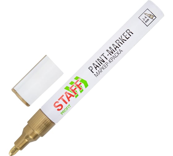 Маркер-краска лаковый Staff paint marker, 2-4 мм, золотистый, НИТРО-ОСНОВА, PROFIT, 12 шт 152579
