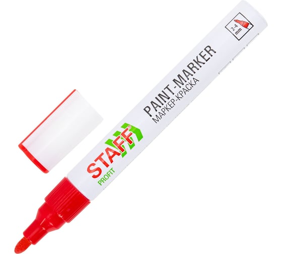 Маркер-краска лаковый Staff paint marker, 2-4 мм, красный, НИТРО-ОСНОВА, PROFIT, 12 шт 152582