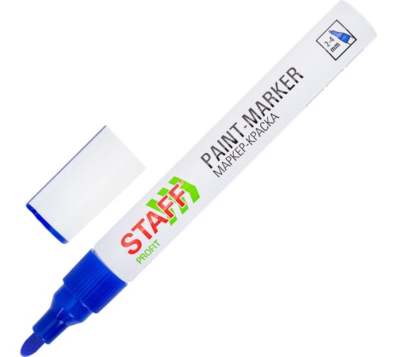 Маркер-краска лаковый Staff paint marker, 2-4 мм, синий, НИТРО-ОСНОВА, PROFIT, 12 шт 152581