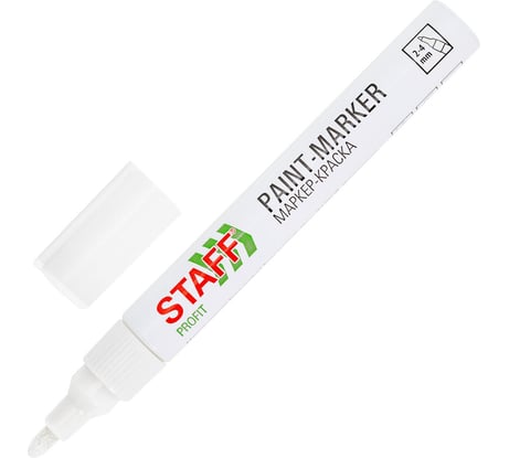 Маркер-краска лаковый Staff paint marker, 2-4 мм, белый, НИТРО-ОСНОВА, PROFIT, 12 шт 152577