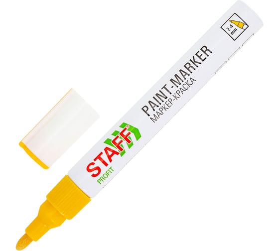 Маркер-краска лаковый Staff paint marker, 2-4 мм, желтый, НИТРО-ОСНОВА, PROFIT, 12 шт 152583