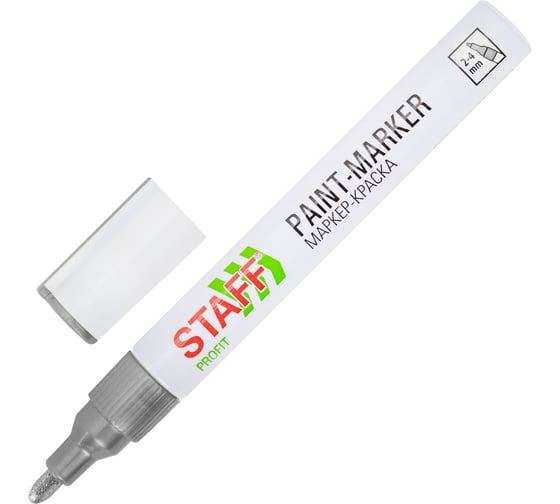 Маркер-краска лаковый Staff paint marker, 2-4 мм, серебристый, НИТРО-ОСНОВА, PROFIT, 12 шт 152580