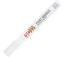 Маркер-краска лак Staff paint marker, 2-4 мм, белые, 12 шт, нитро-основа, PROFIT 152584