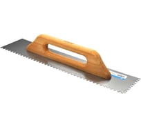 Полутер зубчатый DEKOR HASSAN 120x400 мм, квадратный зуб 6x6 мм, деревянная ручка, нержавеющая сталь 453