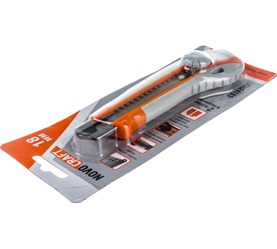 Нож NOVOCRAFT AКУЛА, резиновый корпус, 3 лезвия, 18 мм, блистер JSH024183