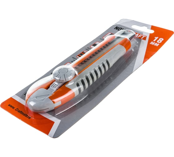 Нож NOVOCRAFT AКУЛА, резиновый корпус, 3 лезвия, 18 мм, блистер JSH024183