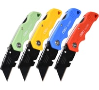 Набор строительных складных ножей с Т-образным лезвием DELI DL006K-4, 4 шт, в комплекте 10 лезвий, сталь SK5, пластиковая рукоятка 208248