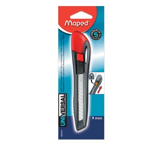 Канцелярский нож MAPED Universal 9 мм, фиксатор, блистер, 232000