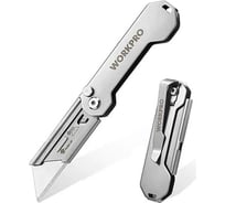 Нож складной мини WORKPRO из нержавеющей стали (трапец) WP211016