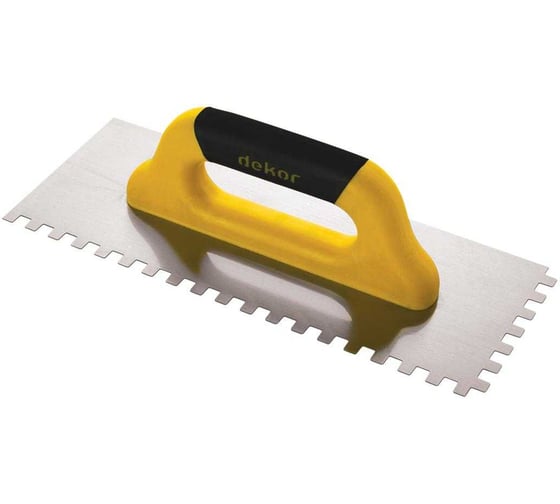 Полутер зубчатый DEKOR 120х300 мм квадратный зуб 4х4 мм пластик.ручка нержавеющая сталь HASSAN 411 1