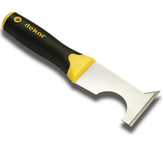 Шпатель скребок SAMGRUPP 65х90х220 мм многофункциональный нерж. сталь, с пласт. ручкой DEKOR DEK-256 1