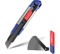 Нож алюминиевый WORKPRO PRO (SK5, 18 мм) + лезвия 11шт WP212022