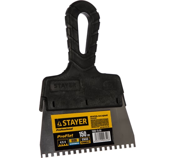 Нержавеющий зубчатый шпатель STAYER 1009-15-04