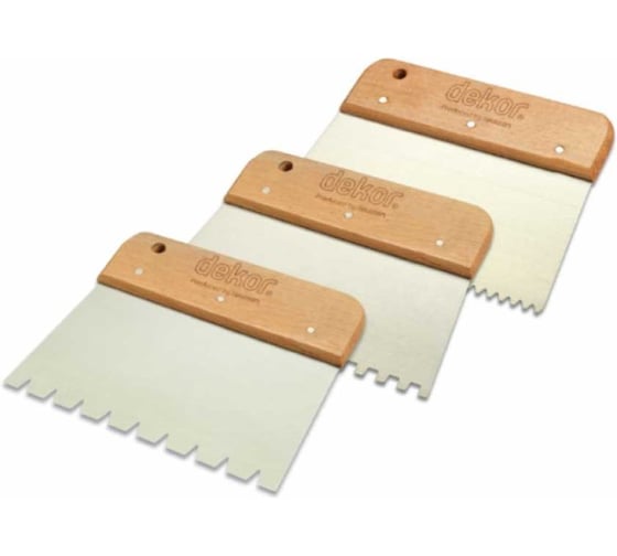 Шпатель-гребень SAMGRUPP DEKOR 6х6 80х170 мм пружин. сталь c деревянной ручкой DEK-472 1